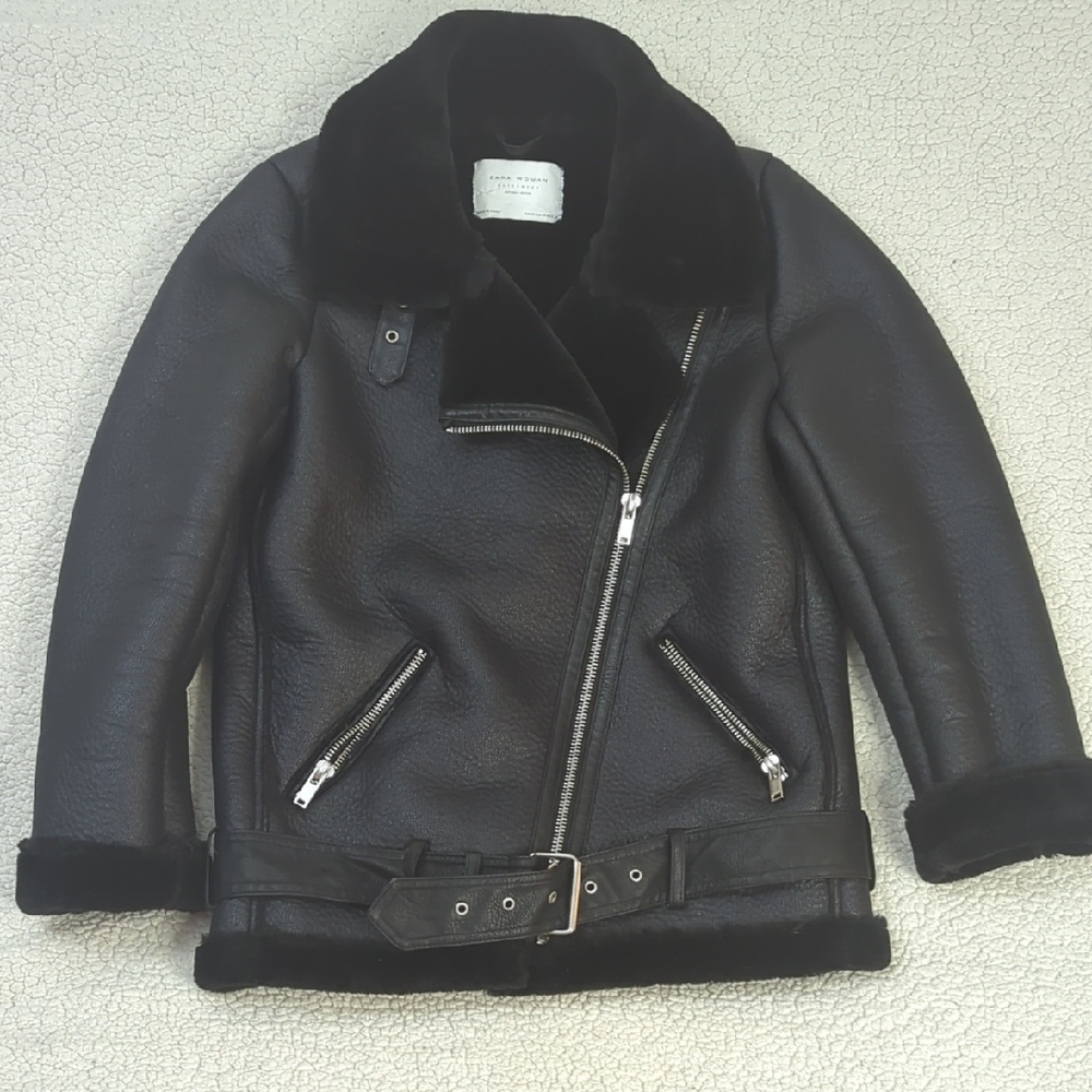 Zara Black Faux Leather Jacket